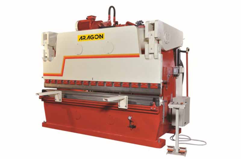 Metal bending machine in an industrial setting.
